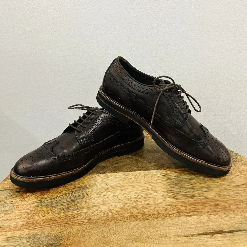 Tod's Men's Brown Leather Wingtip Brogue Lace-Up Oxford Dress Shoes US 7.5 A